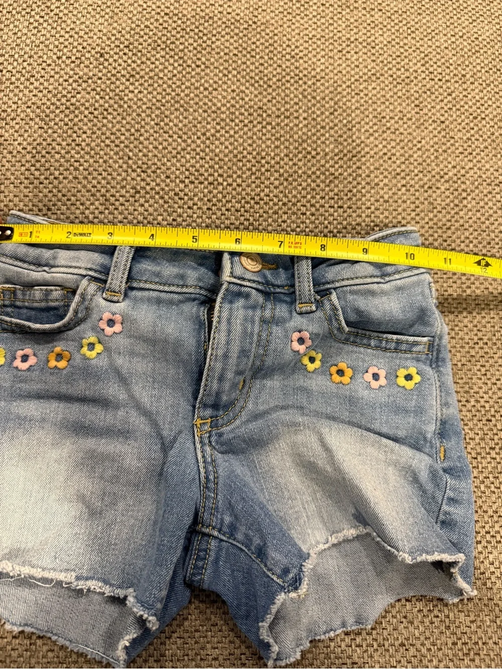 Jumping Beans Girls Size 5 Denim Shorts Floral Embroidered Cutoff Jean Shorts
